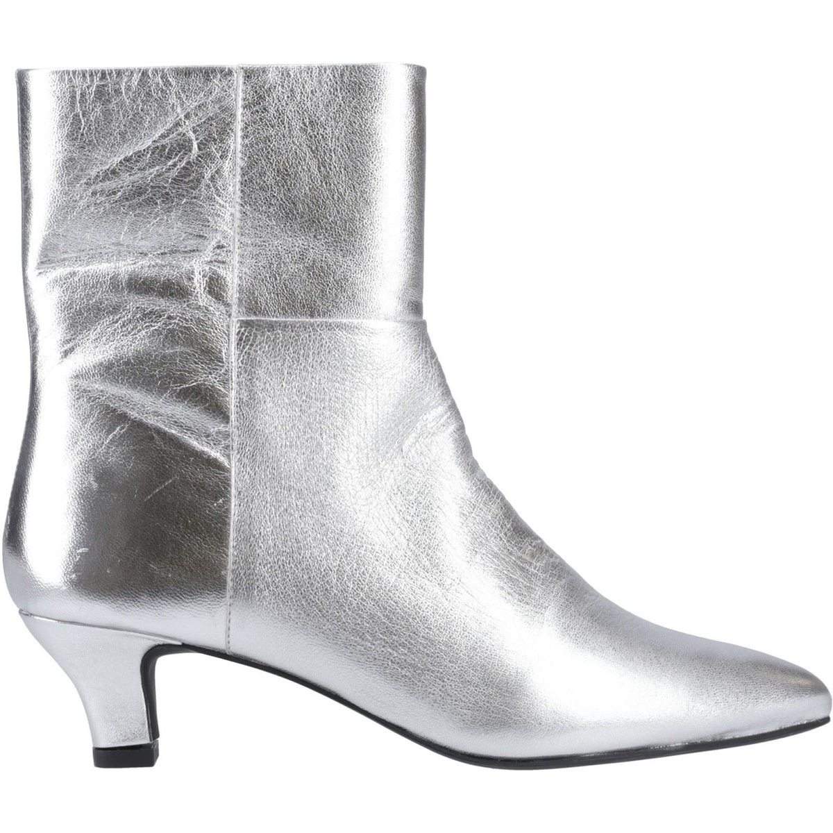 Hush Puppies Nahla Heel Leather Women's Silver Heeled Ankle Boots