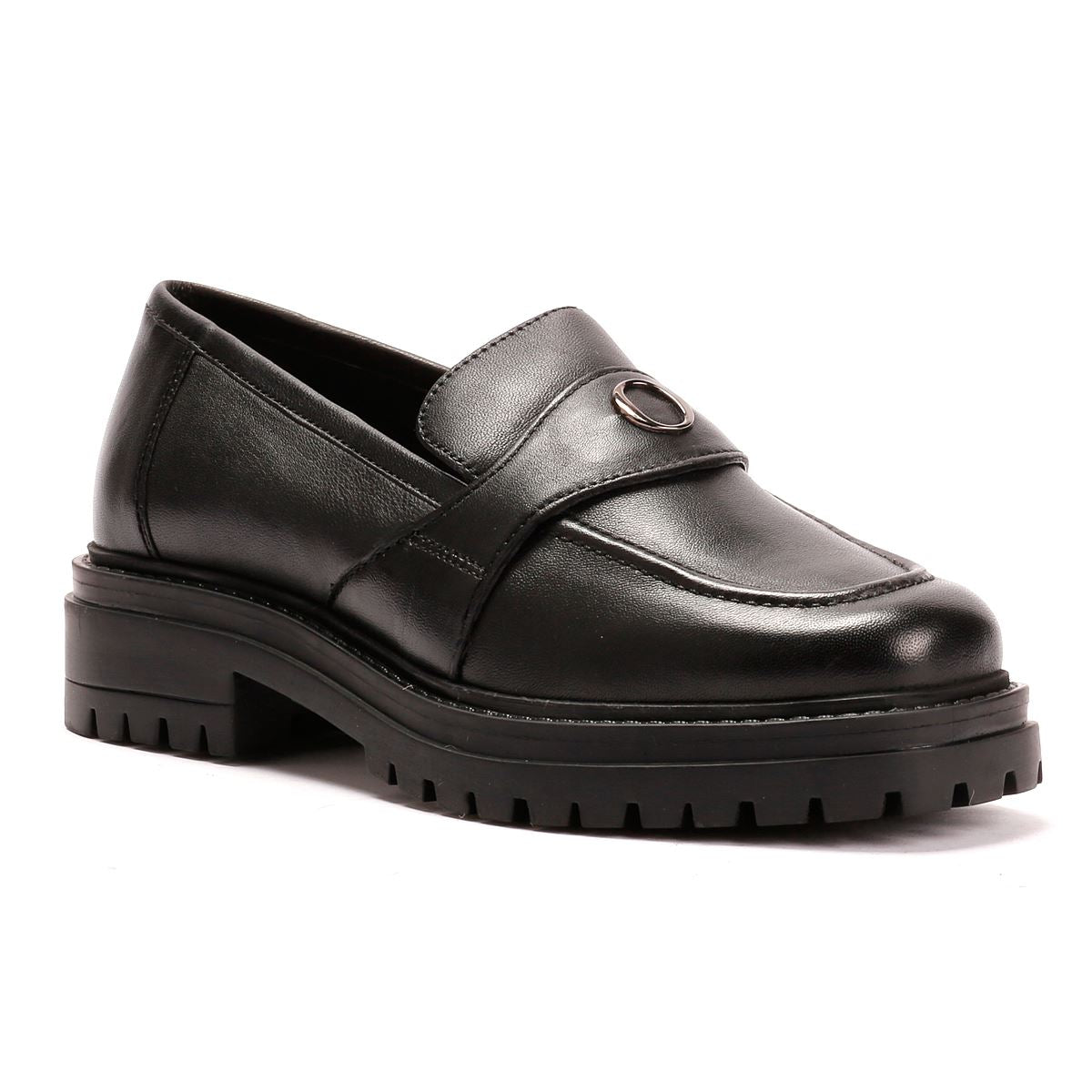 Osprey London The Greenwich Leather Women's Black Loafers