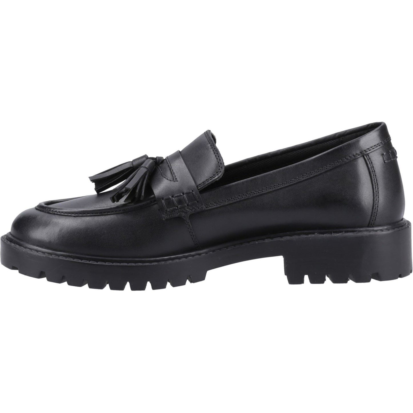 Hush Puppies Abigail Leather Youth Black Loafers
