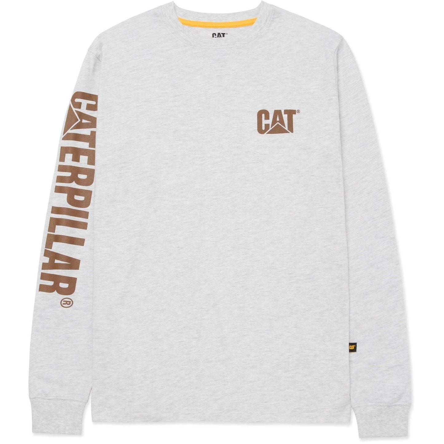 Caterpillar Men's Trademark Banner Long Sleeve T-Shirt in Cream Heather
