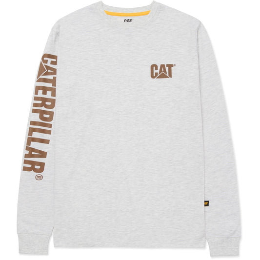 Caterpillar Men's Trademark Banner Long Sleeve T-Shirt in Cream Heather