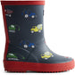 Hunter Kids First Construction Print Boot Rubber Boys's Hunter Navy/Military Red Wellington Boots