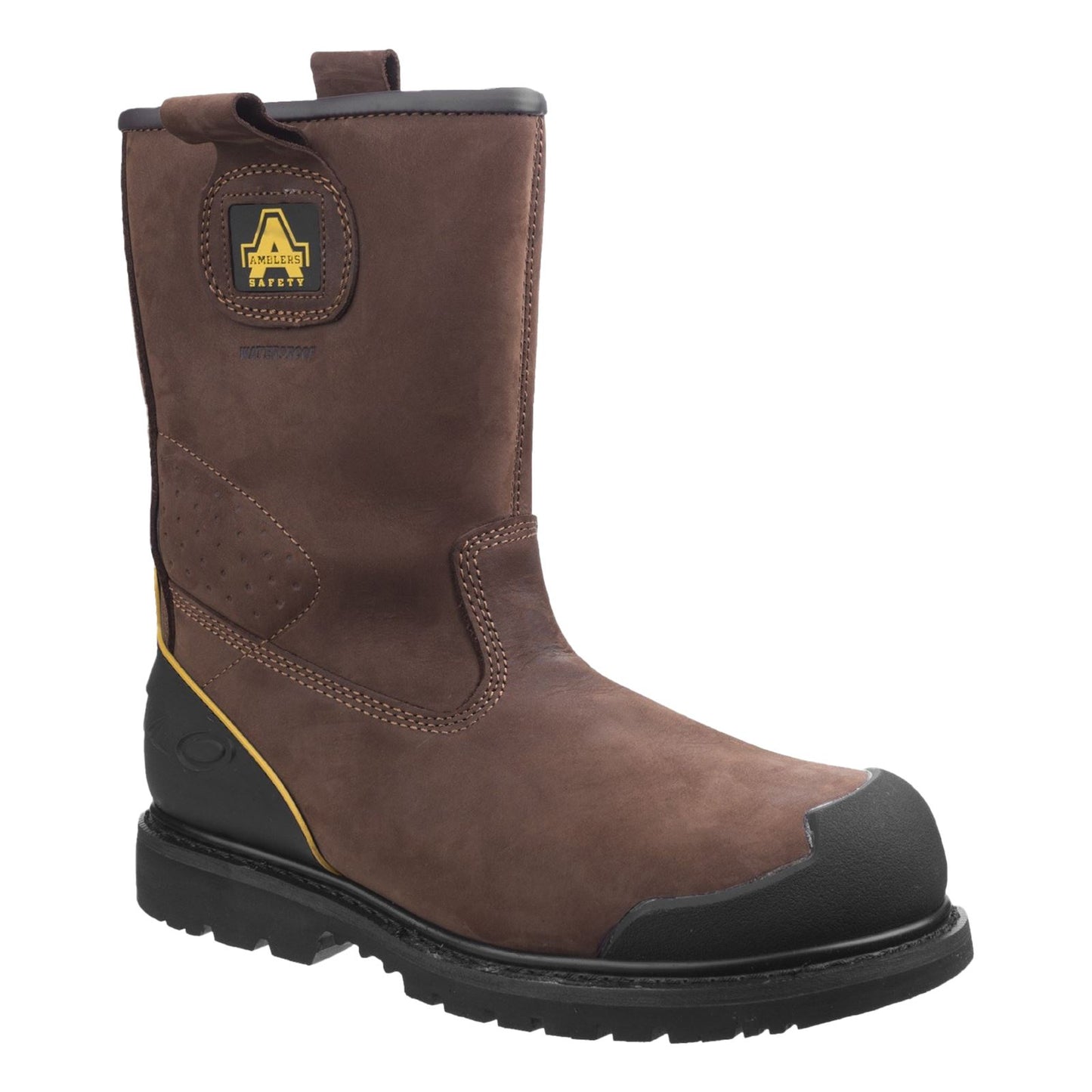 Amblers Safety Men's FS223 Goodyear Welted Waterproof Pull on Industrial Safety Boot in Brown