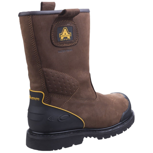 Amblers Safety Men's FS223 Goodyear Welted Waterproof Pull on Industrial Safety Boot in Brown