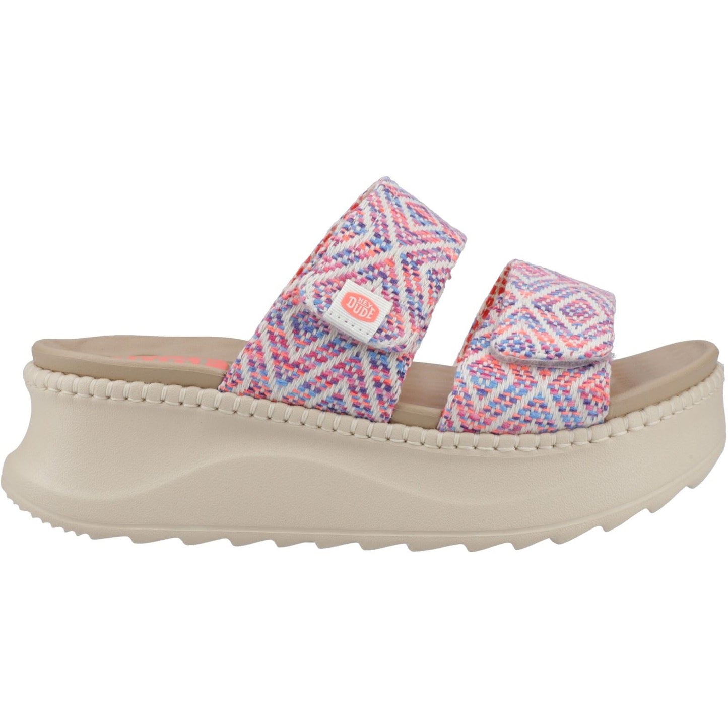 HEYDUDE Delray Slide Surf Baja Polyester Blend Women's Blue/Pink/Multi Sandals