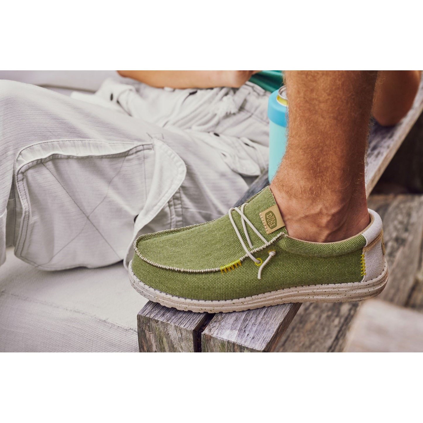HEYDUDE Men's Wally Coastline Jute Shoe in Olive