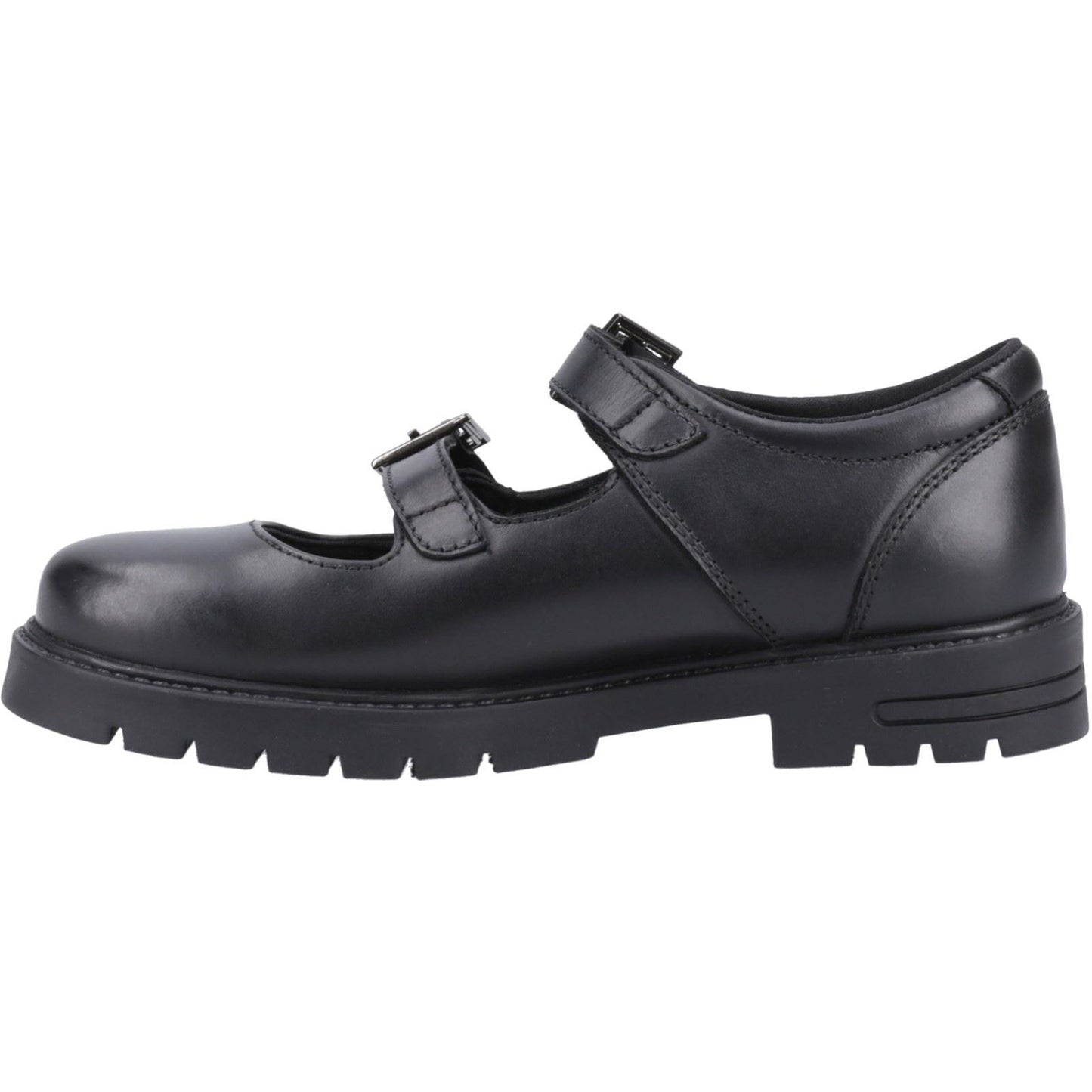 Hush Puppies Ella Leather Youth Black Shoes