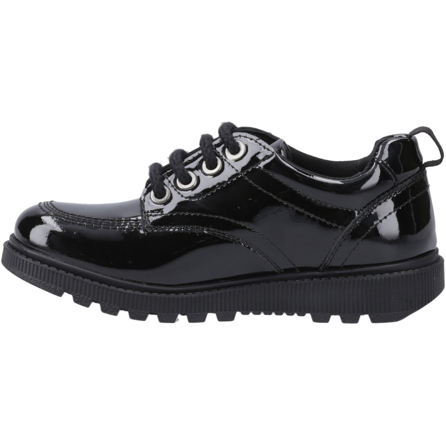 Hush Puppies Keeley Patent Leather Youth Black Lace-Up Shoes