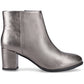 Hush Puppies Claridy Leather Women's Pewter Heeled Ankle Boots