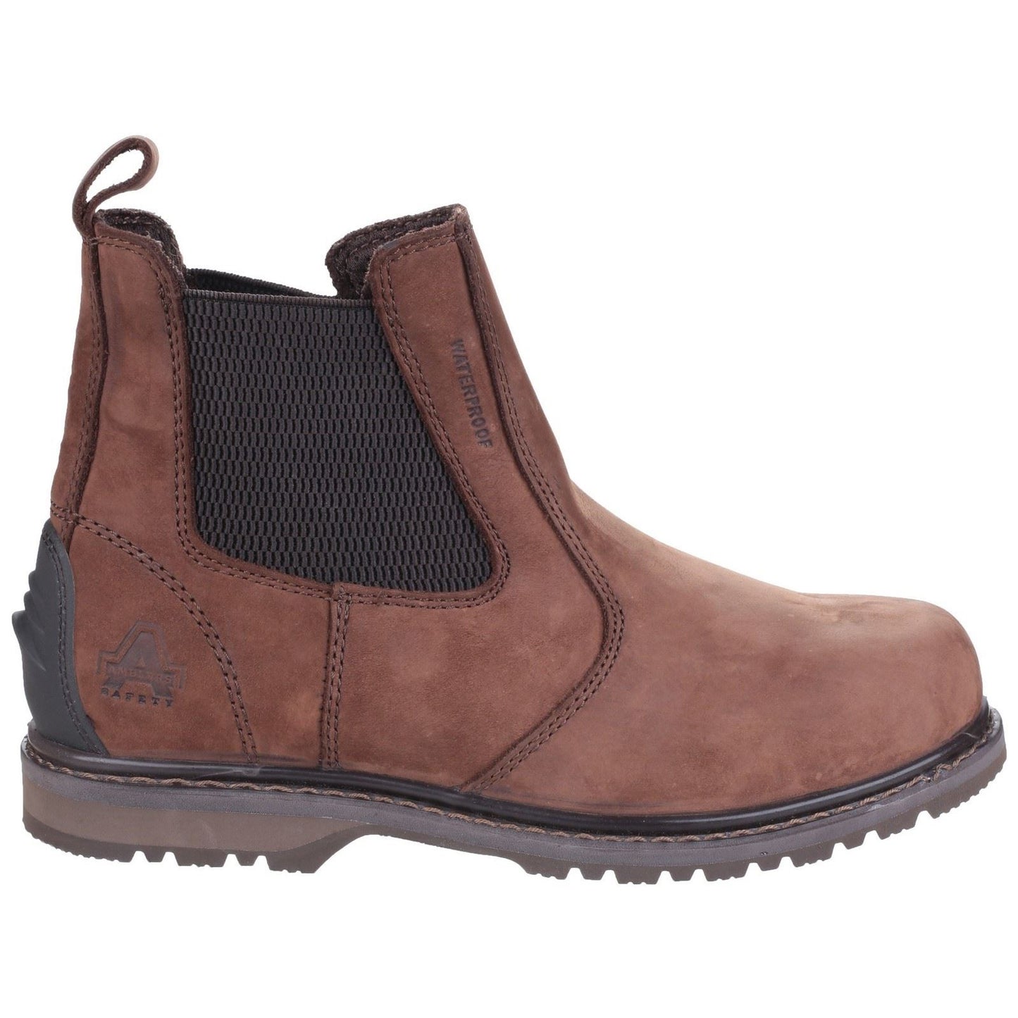 Amblers Safety Men's AS148 Sperrin Lightweight Waterproof Pull On Dealer Safety Boot in Brown