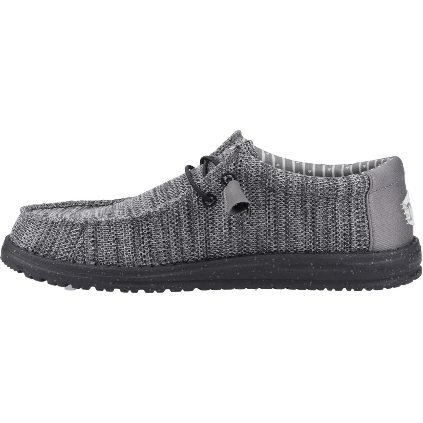 HEYDUDE Wally Stretch Mesh Polyester Men's Granite Grey/Black Moccasins Shoes