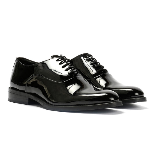 Antique Rogue Thorne Patent PU Leather Men's Black Lace-Up Shoes