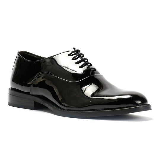 Antique Rogue Thorne Patent PU Leather Men's Black Lace-Up Shoes