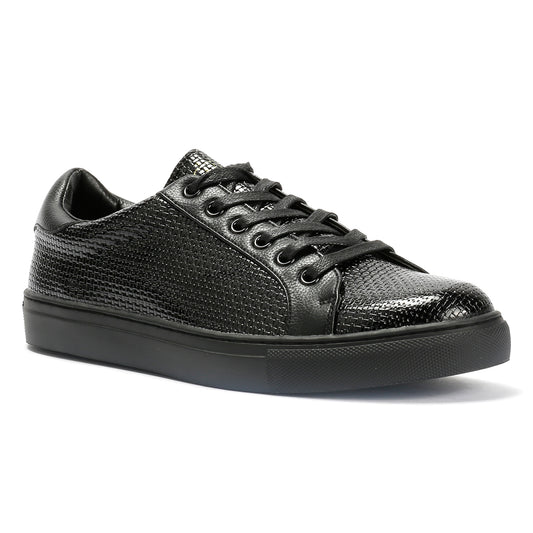 Antique Rogue Kimber Patent PU Leather Men's Black Trainers