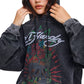 Ed Hardy Skull Roses Oversized Women's Black Hoodie