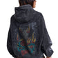 Ed Hardy Skull Roses Oversized Women's Black Hoodie