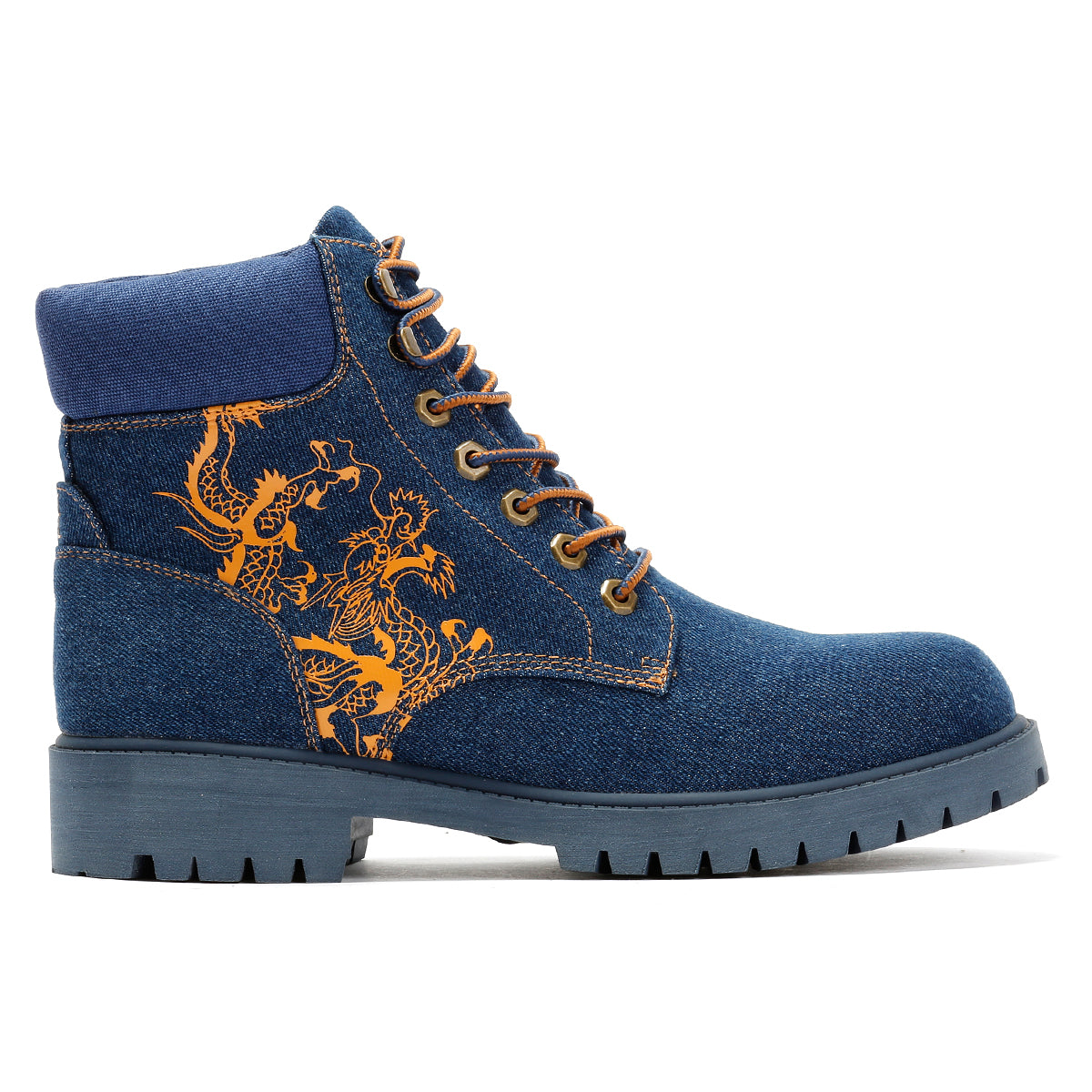 Ed Hardy Dancing Dragon Denim Men's Indigo Boots