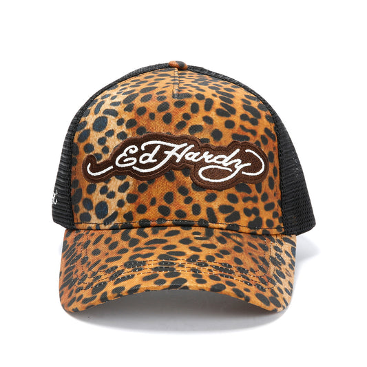 Ed Hardy 5 Panel Trucker Leopard Print Caps