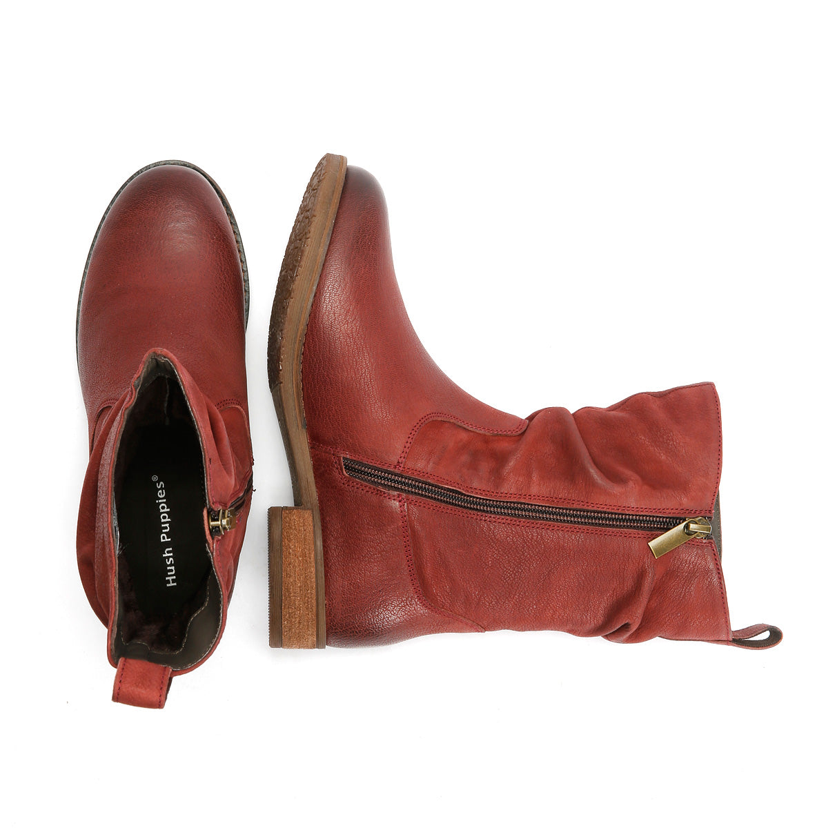 Hush Puppies Emilia Leather Women's Burgundy Winter Mid Calf Boots
