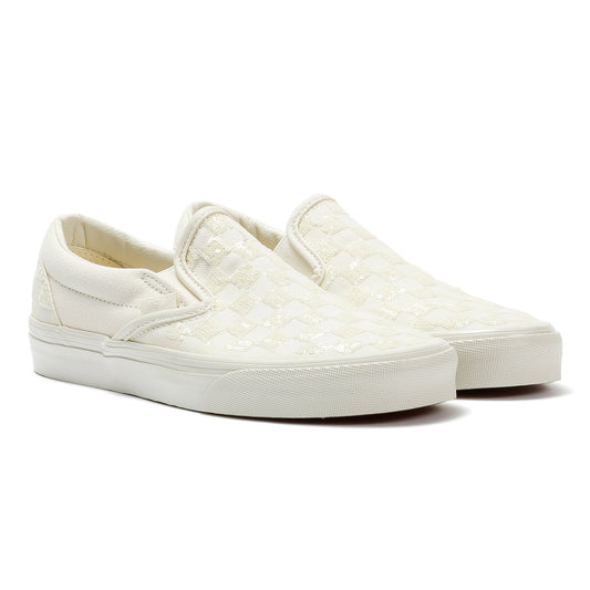 Vans Classic Slip-On Canvas Women's White Beaded Checkerboard Trainers