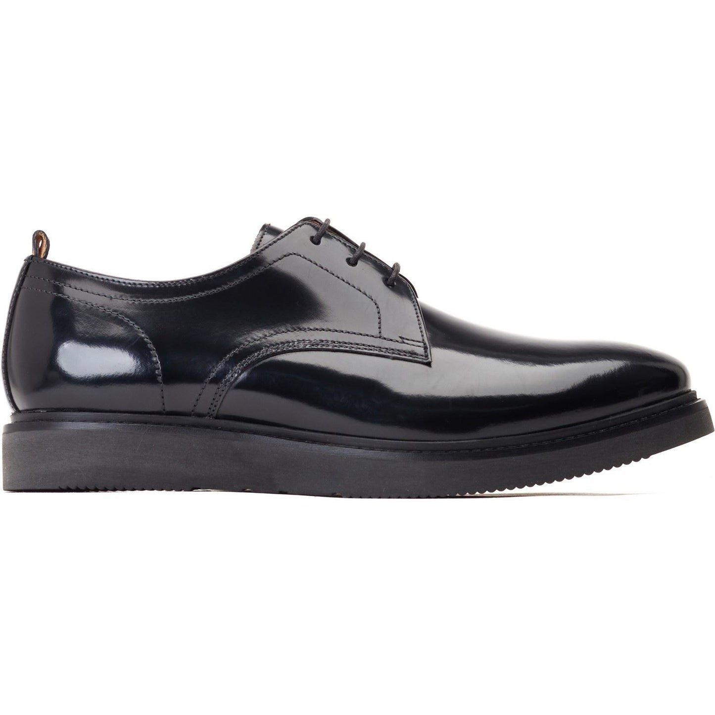 Base London Men's Roly Plain Toe Derby in Black