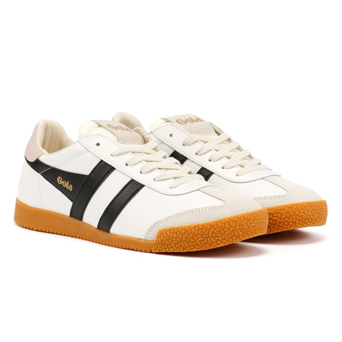 Gola - CLB745WB WOMENS ELAN LEATHER WHITE/BLACK/CHALK PINK