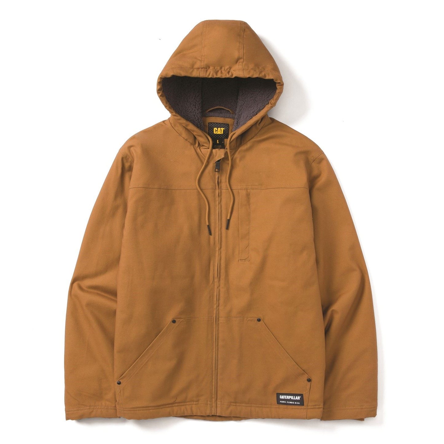 Caterpillar Hooded Sherpa Lined Men's Bronze Fleece Jacket