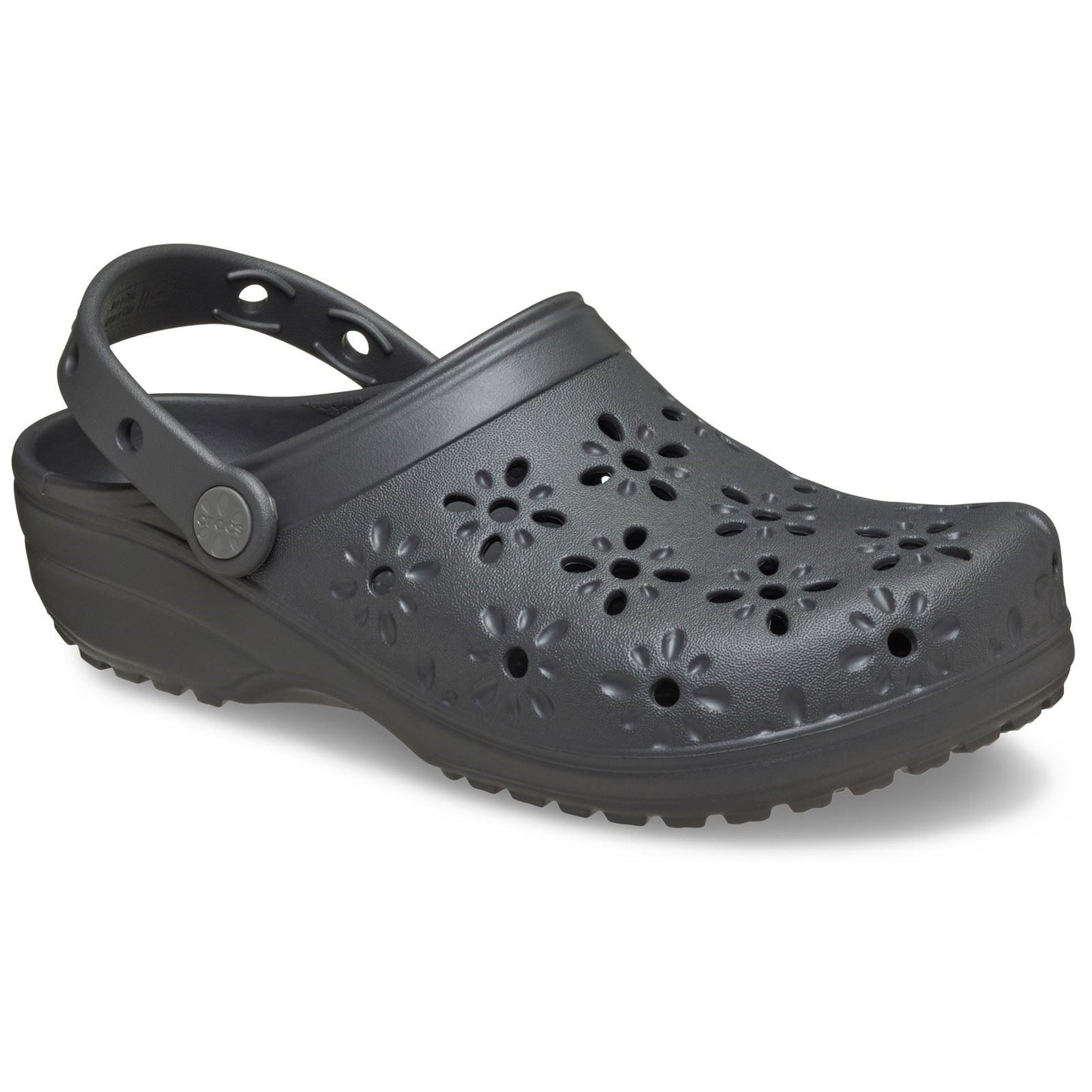 Crocs Classic Floral Cut Out Thermoplastic Black Sand Clogs