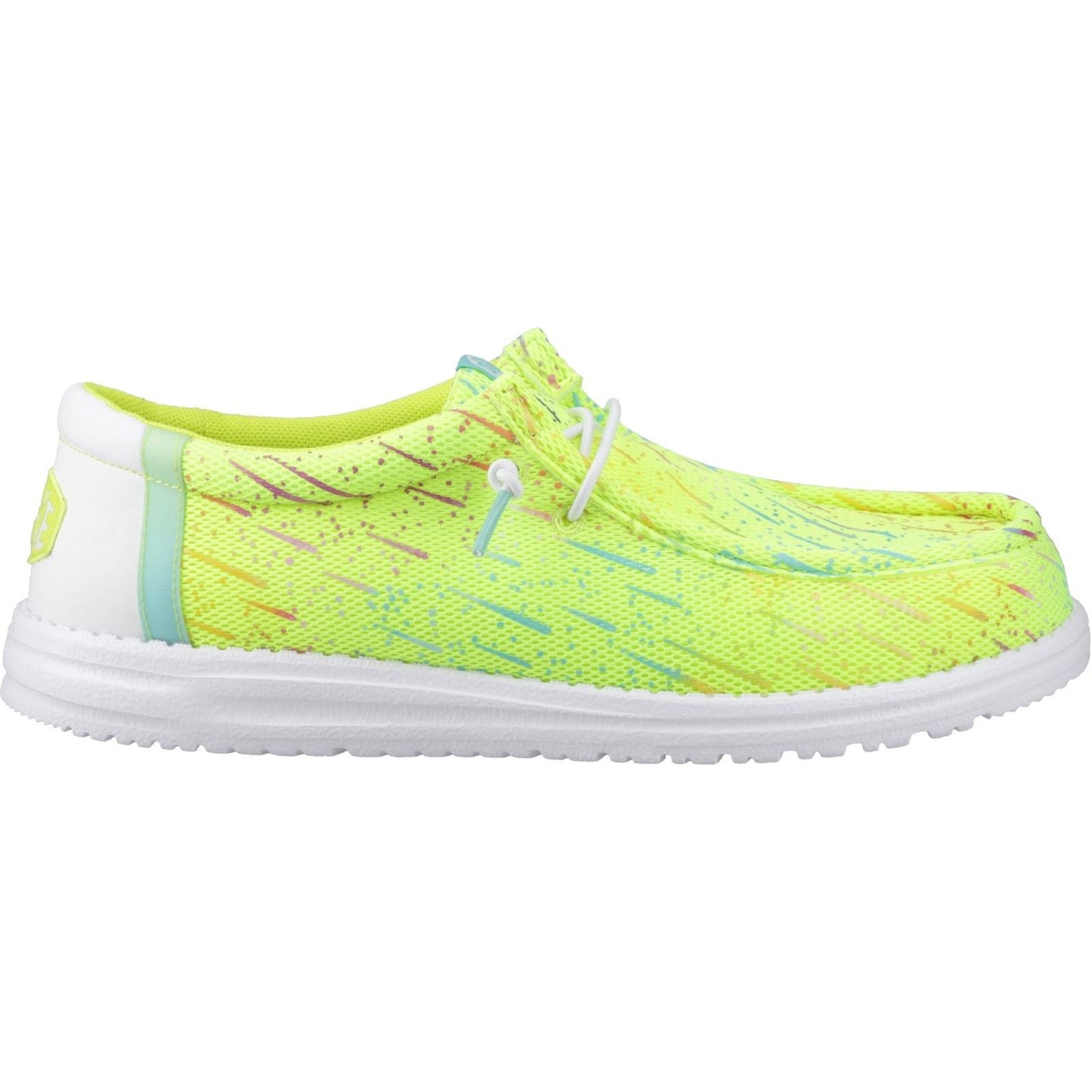 HEYDUDE Wally Party Mesh Polyester Men's Lime Punch/White Moccasins Shoes