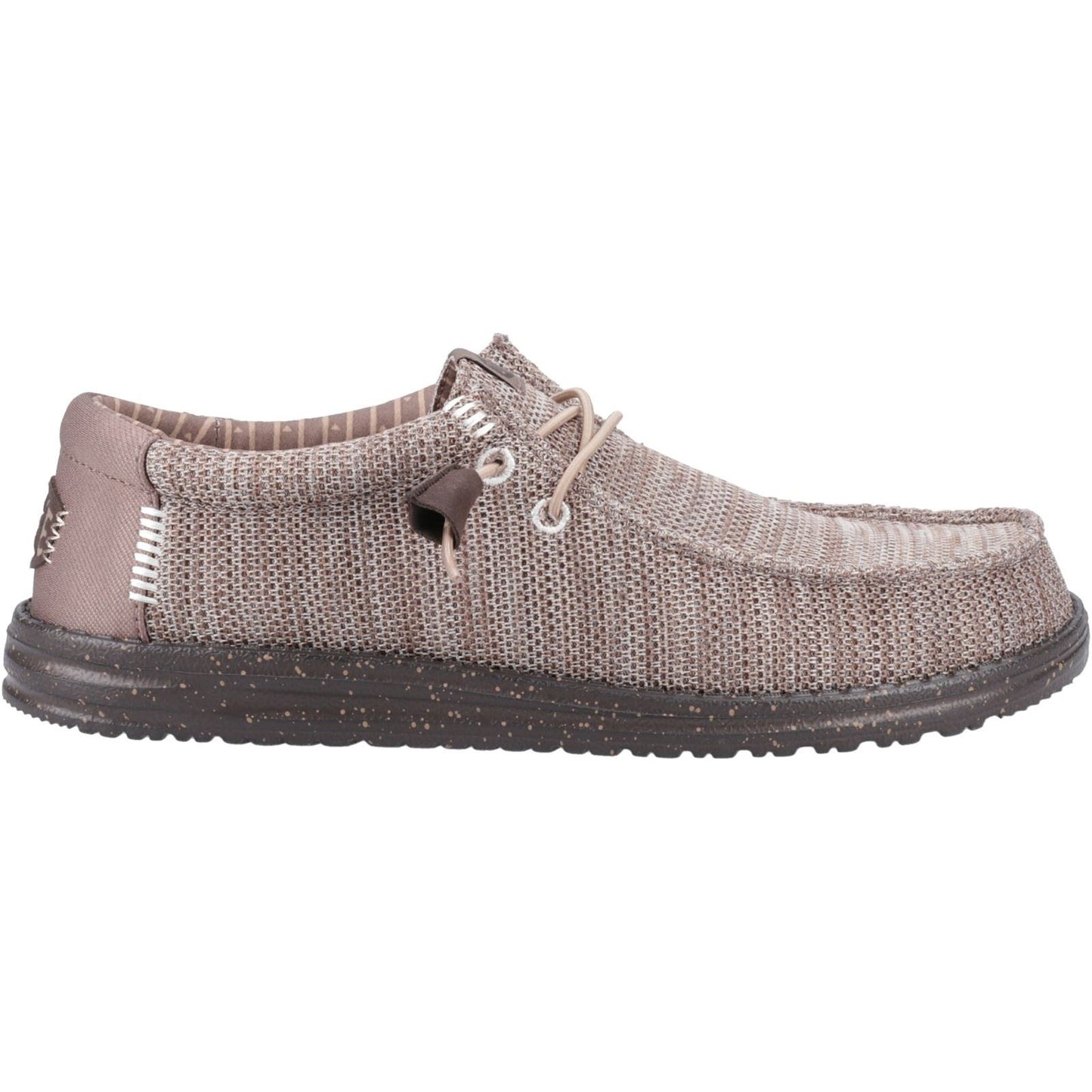HEYDUDE Wally Stretch Mesh Polyester Men's Deep Taupe/Mole Brown Moccasins Shoes