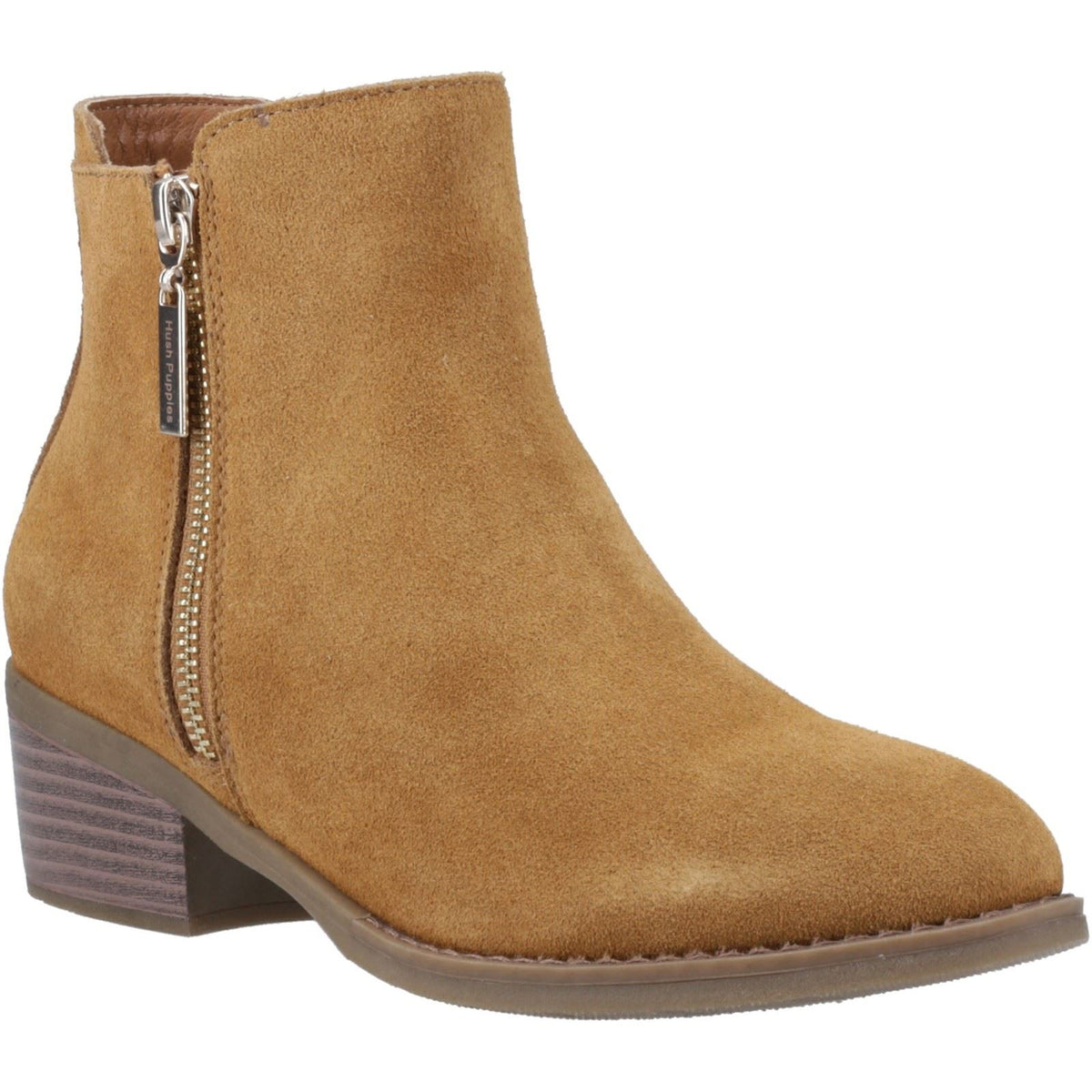 Hush Puppies Ingrid Suede Women's Tan Heeled Ankle Boots