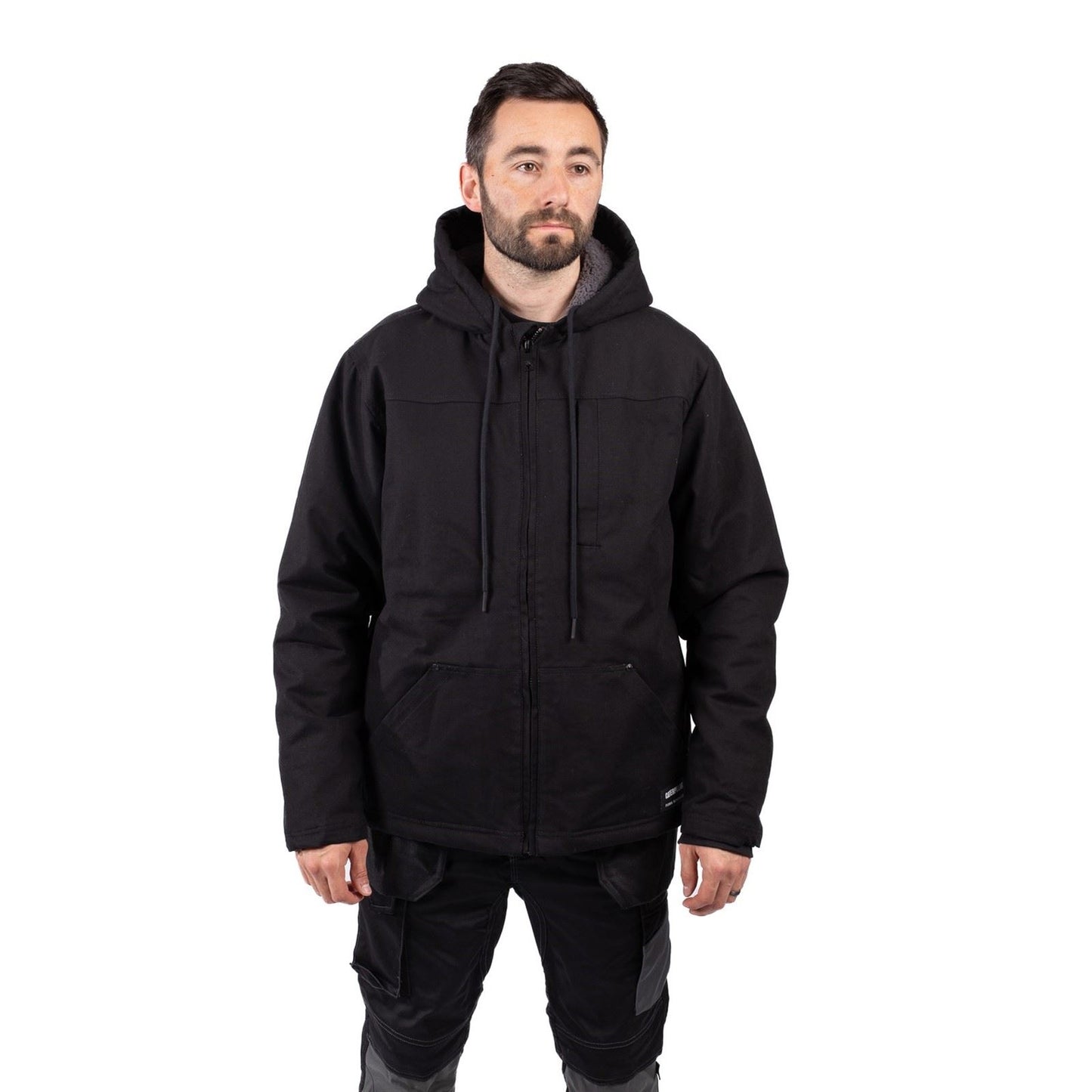 Caterpillar Hooded Sherpa Lined Men's Black Fleece Jacket