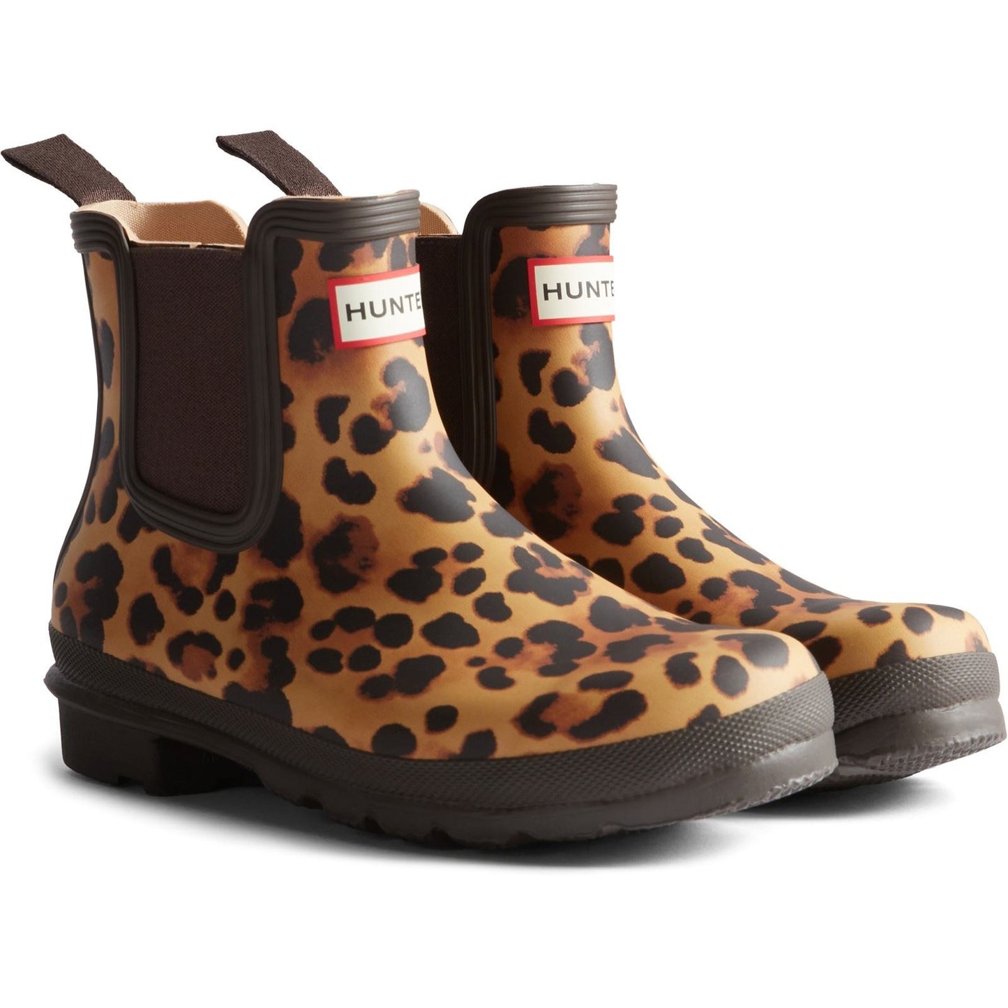 Hunter Original Chelsea Women's Leopard Print/Chocolate Brown Wellington Boots