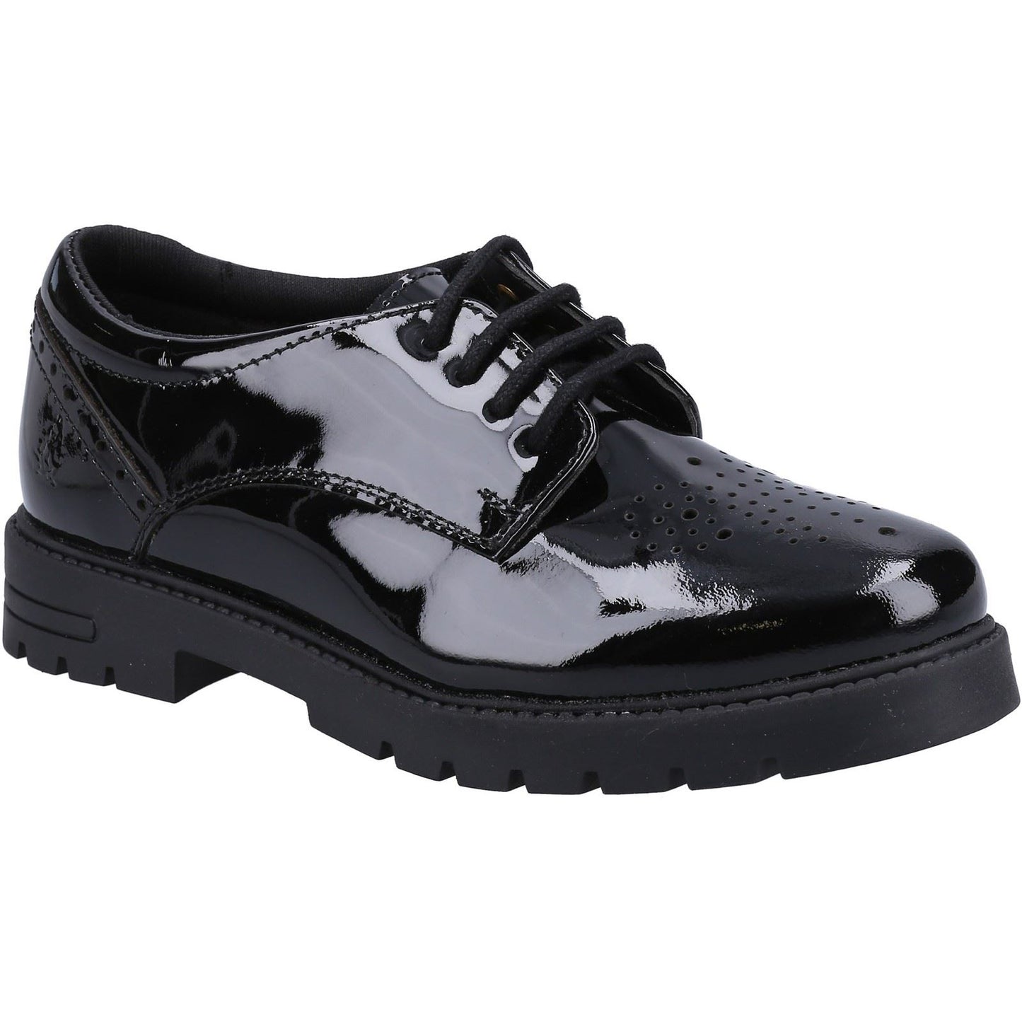 Hush Puppies Jayne Patent Leather Youth Black Lace-Up Shoes