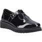 Hush Puppies Florrie T-Bar Leather Youth Black Shoes