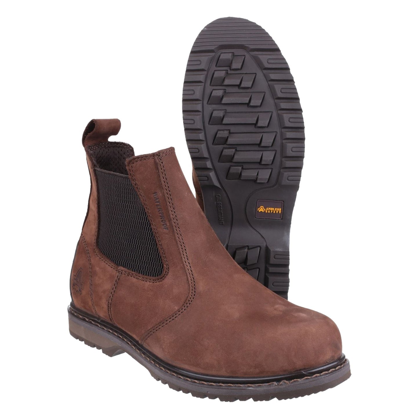 Amblers Safety Men's AS148 Sperrin Lightweight Waterproof Pull On Dealer Safety Boot in Brown