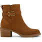 TOMS Hailey Buckle Leather Women's Amber Brown Heeled Ankle Boots
