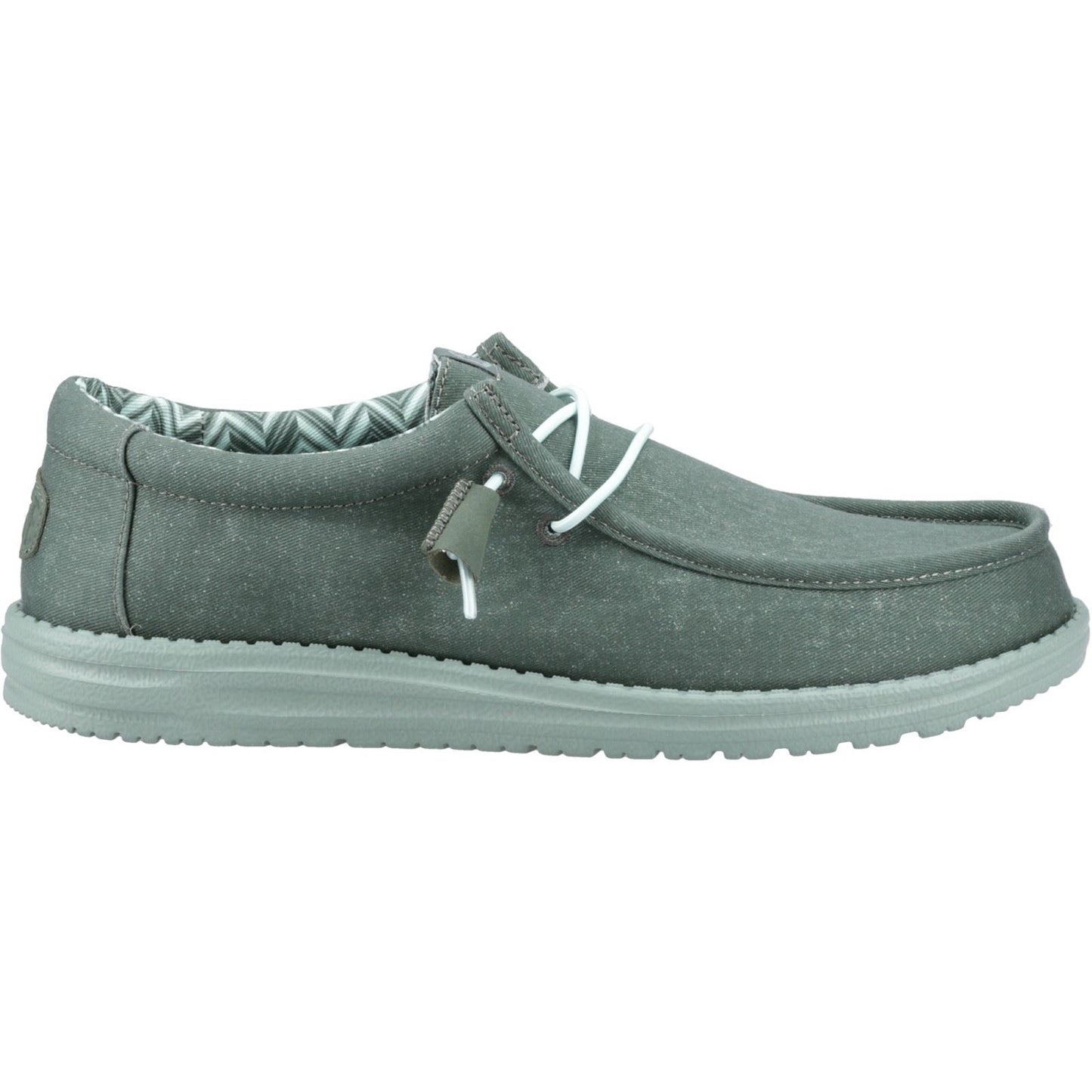 HEYDUDE Wally Canvas 100% Cotton Men's Duck Green/Iceberg Green Moccasins Shoes