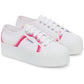 Superga Women's 2790 Round Stripes Trainers in White/Shaded Blue