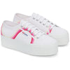 Superga Women's 2790 Round Stripes Trainers in White/Shaded Blue