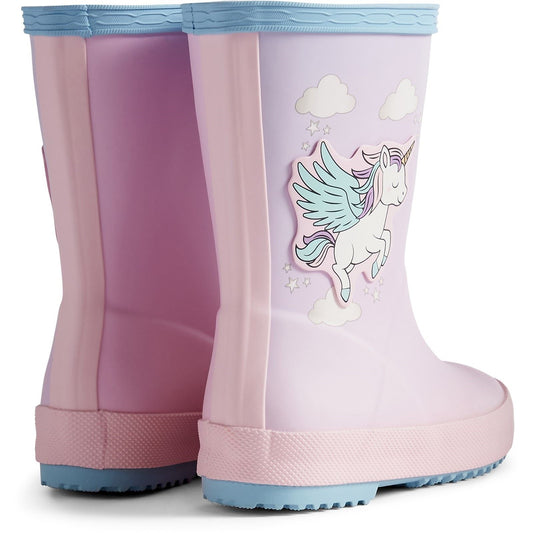 Hunter Kids First Unicorn Print Boot Rubber Girls's Blue Frost/ Parfait Pink Wellington Boots