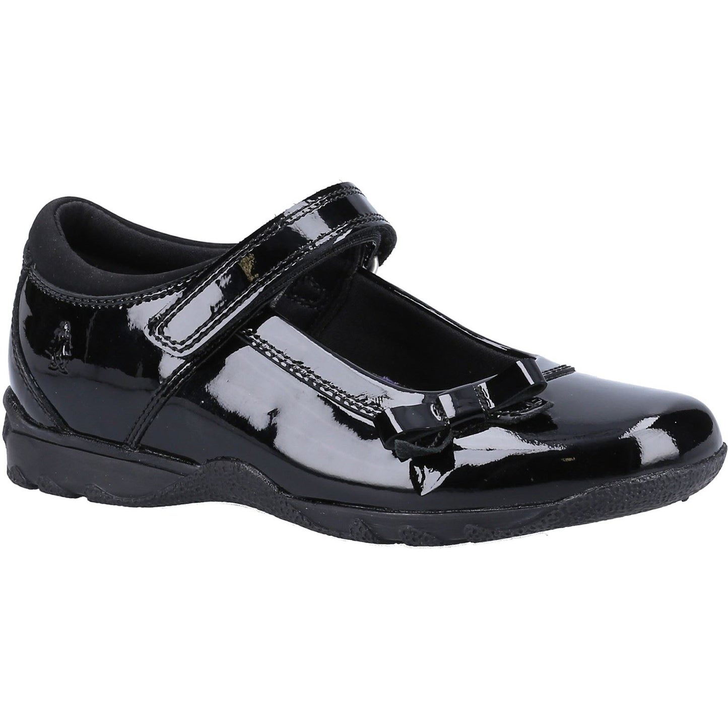 Hush Puppies Carrie Junior Girls Black Leather Shoes