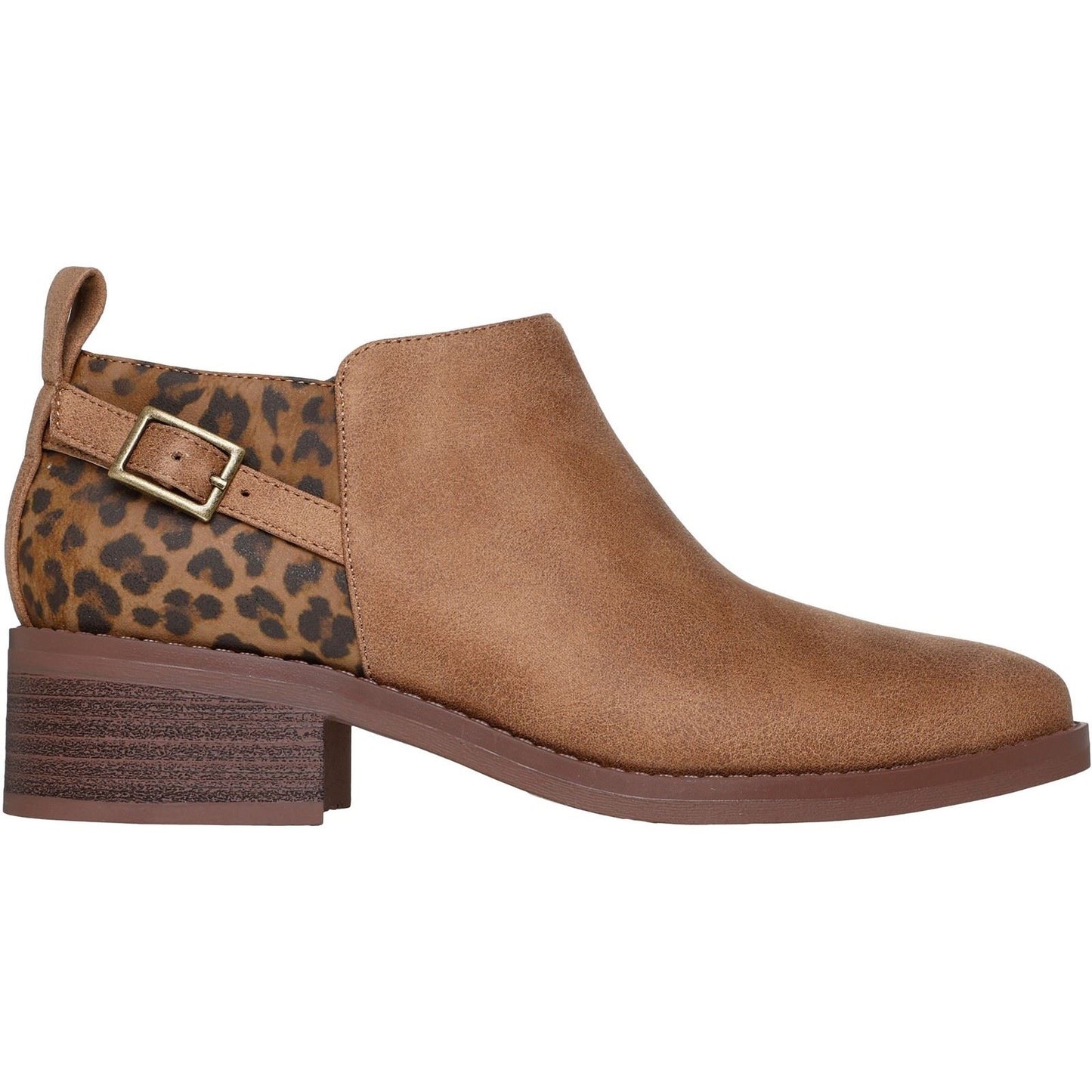 Skechers BOBS Wander Luxe Textile Women's Chestnut Heeled Ankle Boots