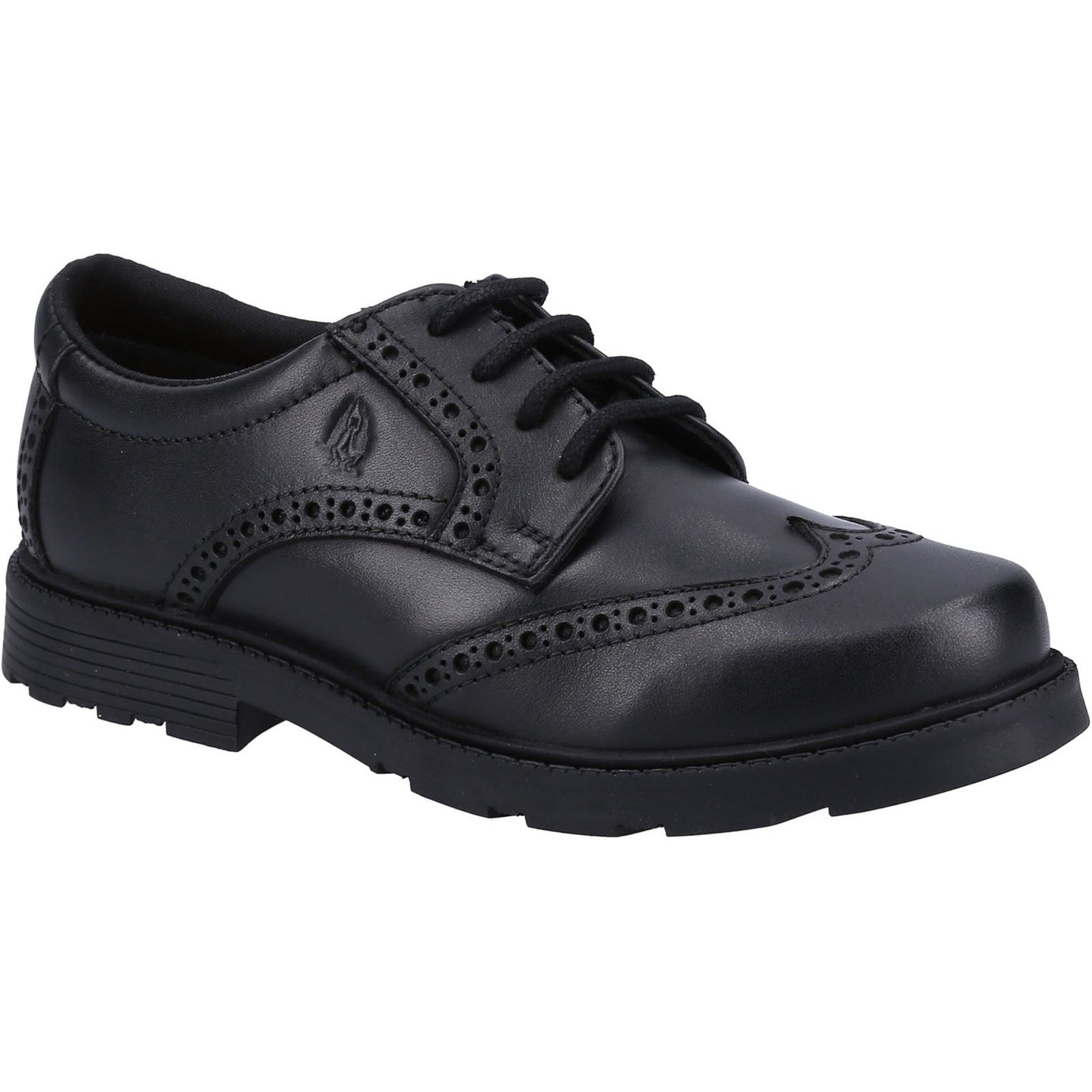 Hush Puppies Jacob Leather Youth Black Brogues