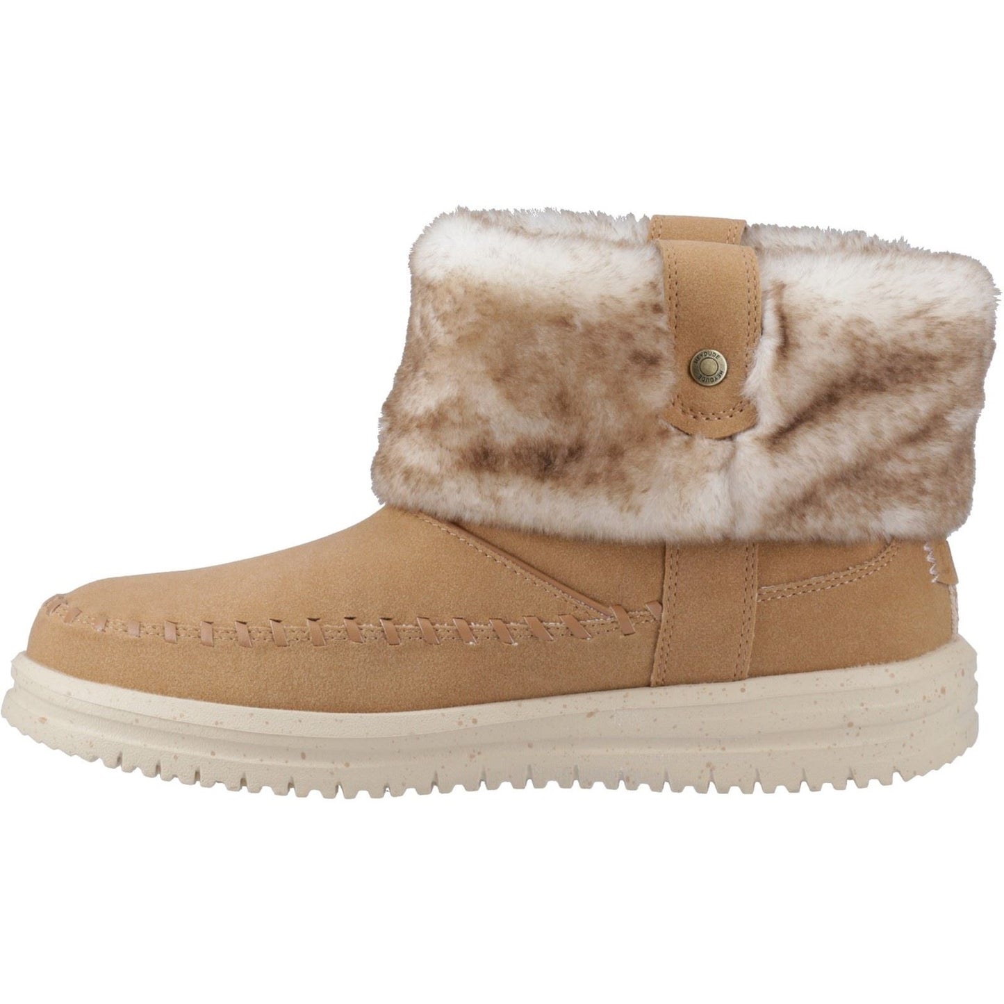 HEYDUDE Camden Cuff Classic Cozy Polyester Women's Cognac Winter Ankle Boots