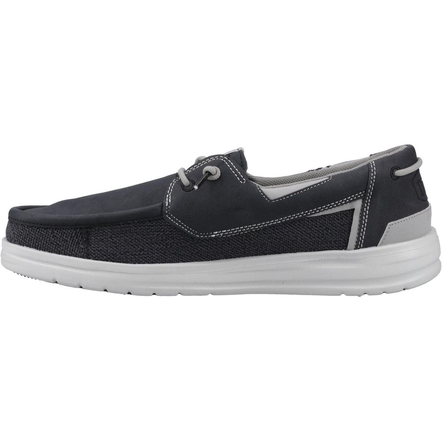 HEYDUDE Welsh Grip Classic Mesh Cotton Blend Men's Black/Storm Gray Boat Shoes