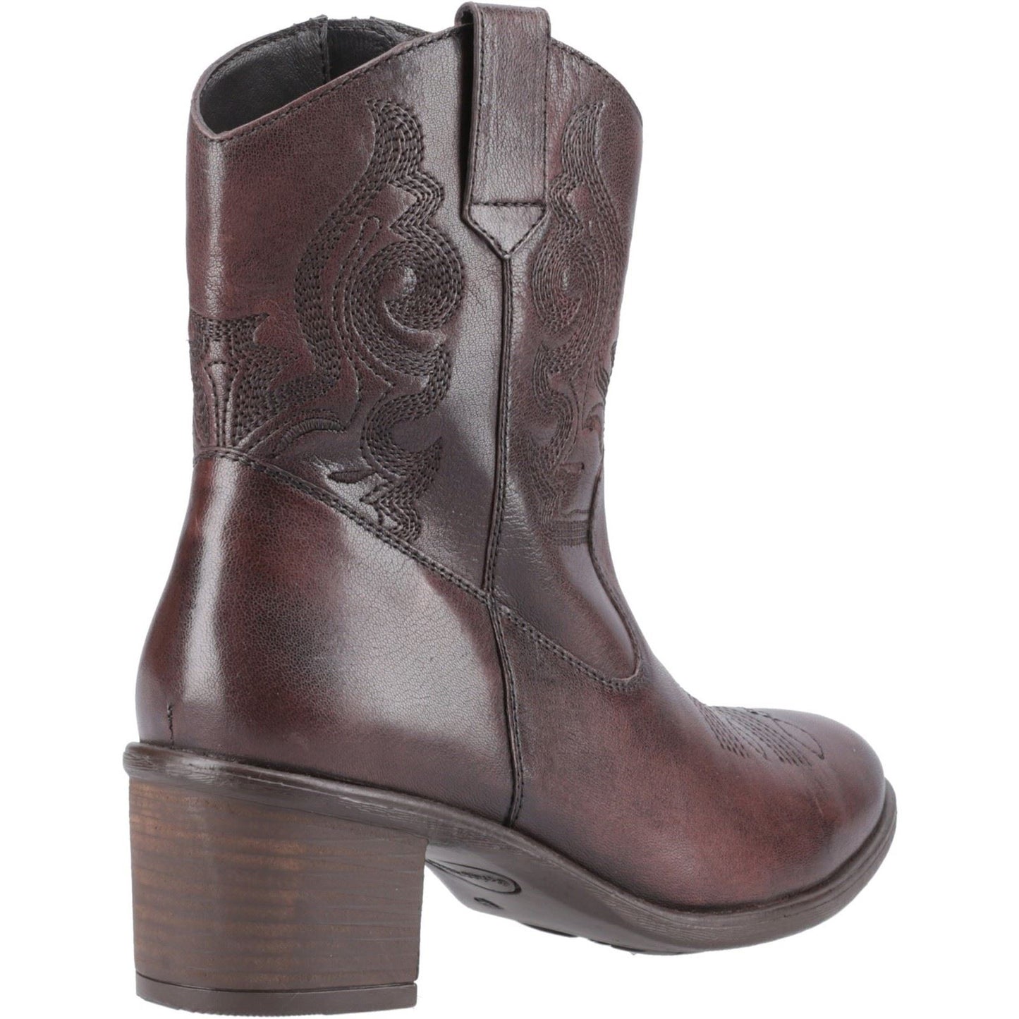 Hush Puppies Wynn Leather Women's Chocolate Heeled Ankle Boots