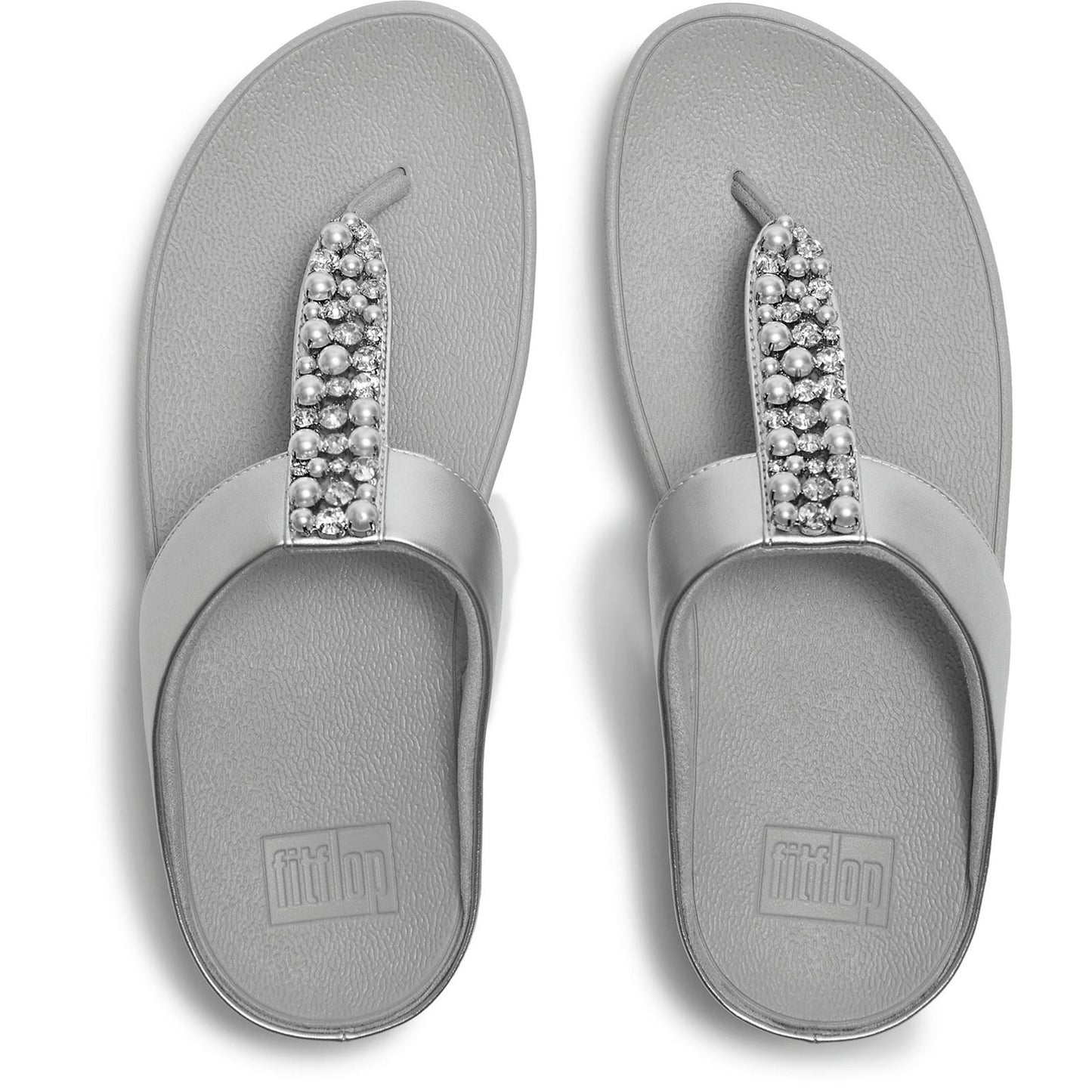 Fitflop Fino Toe-Post Polyurethane Women's Silver Sandals