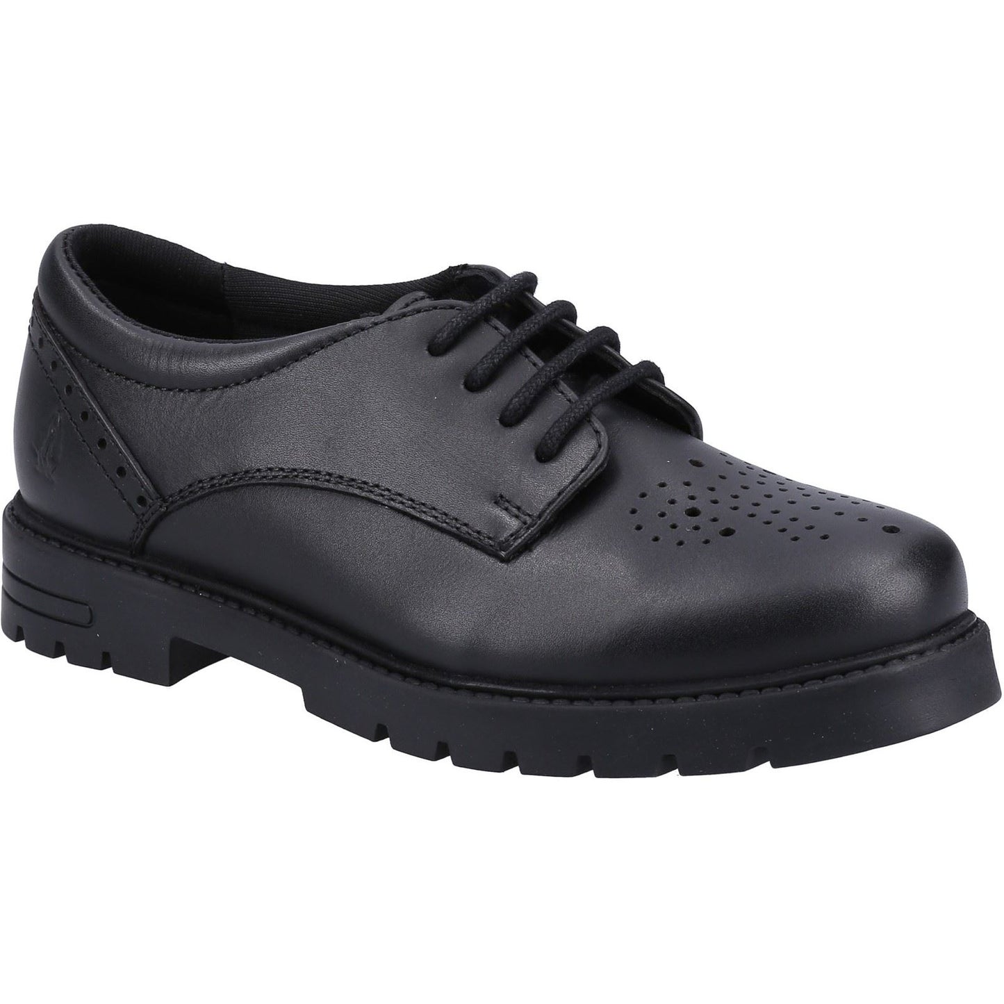 Hush Puppies Jayne Lace Up Leather Youth Black Lace-Up Shoes