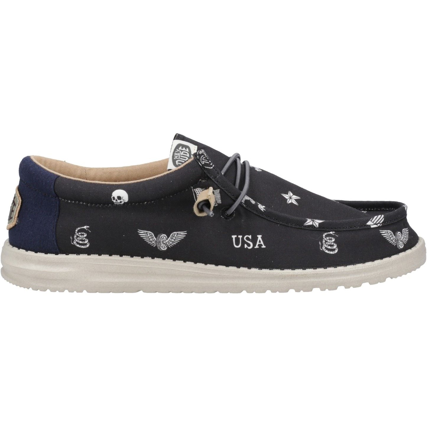 HEYDUDE Men's Wally Stars n Skulls Shoe in Black